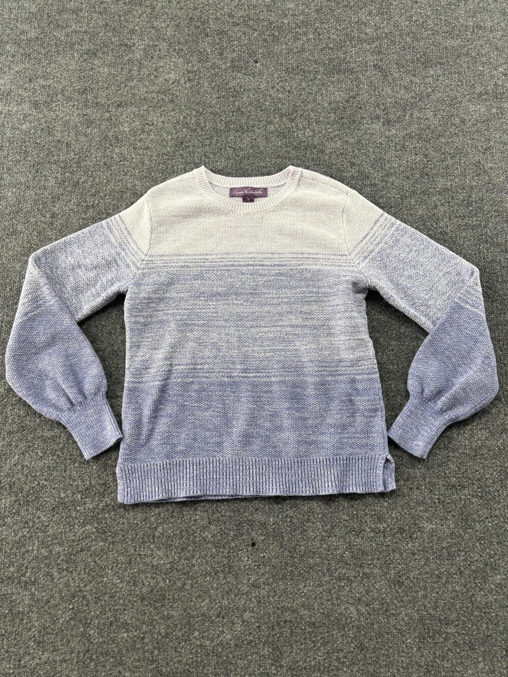 Gloria Vanderbilt Sweater Womens Medium Blue Soft Waffle Knit Crewneck Pullover